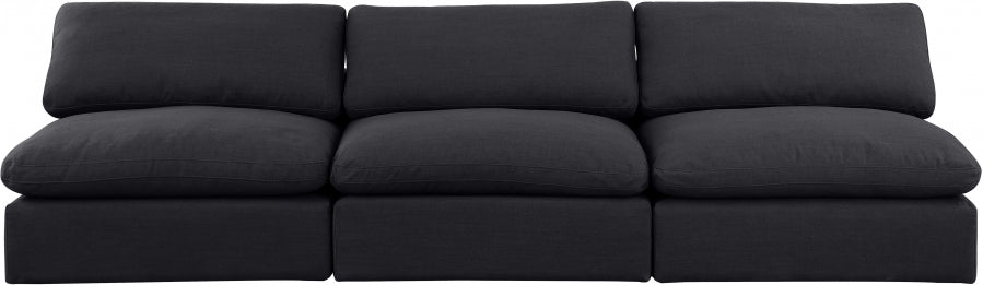 Comfy Linen Textured Fabric Sofa Black from Meridian - Luna Furniture