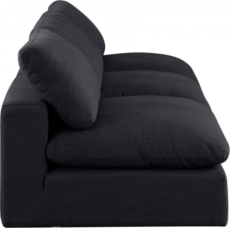 Comfy Linen Textured Fabric Sofa Black from Meridian - Luna Furniture