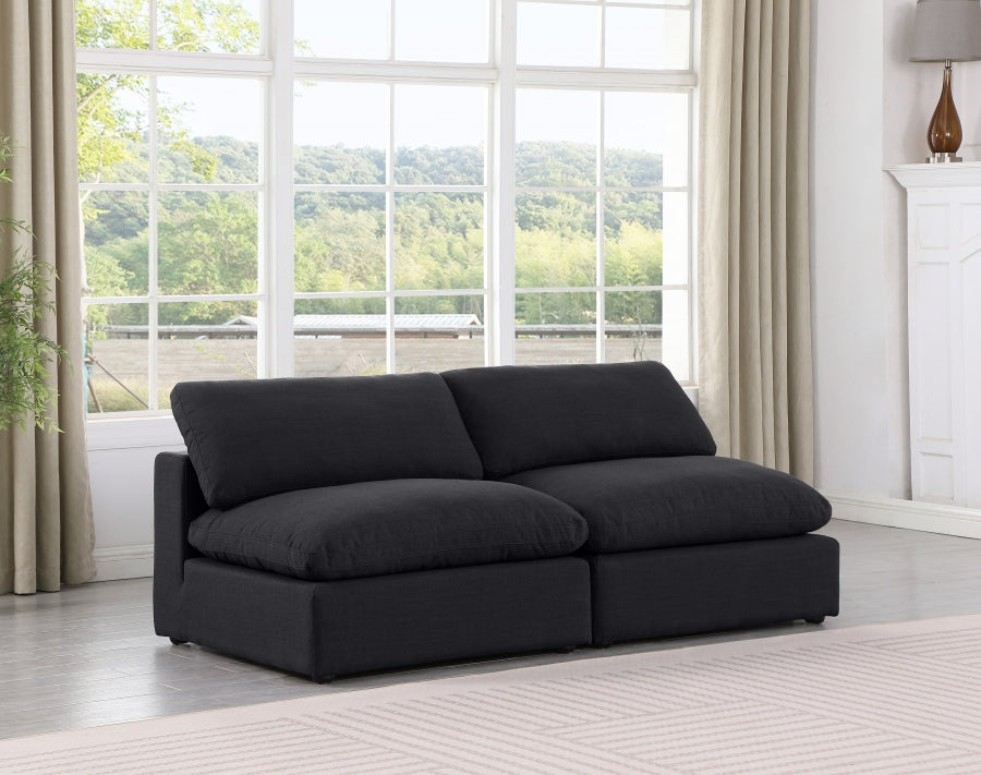 Comfy Linen Textured Fabric Sofa Black from Meridian - Luna Furniture