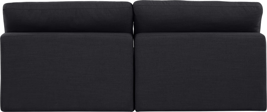 Comfy Linen Textured Fabric Sofa Black from Meridian - Luna Furniture