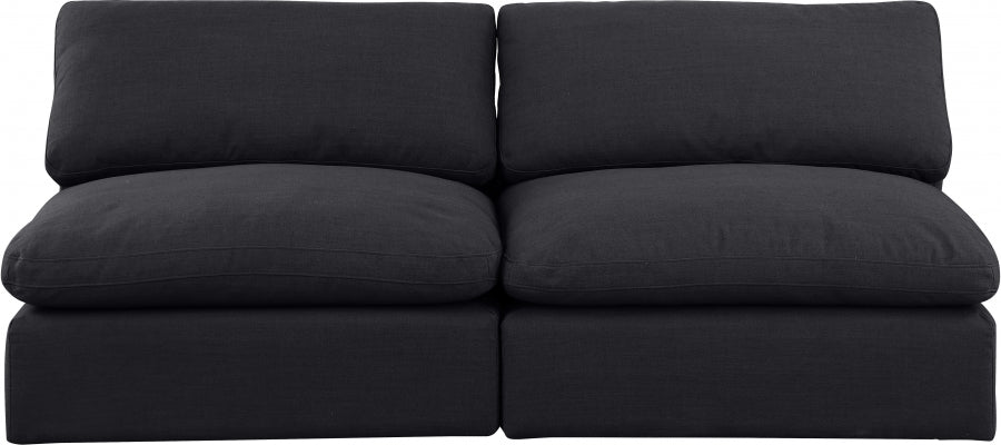 Comfy Linen Textured Fabric Sofa Black from Meridian - Luna Furniture