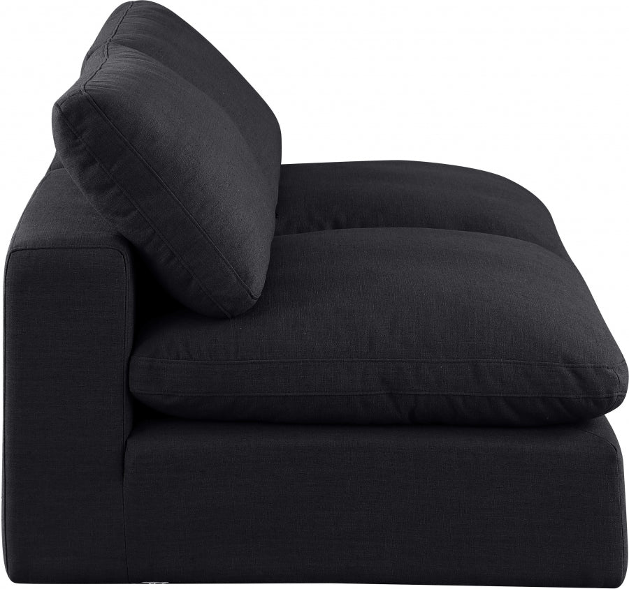 Comfy Linen Textured Fabric Sofa Black from Meridian - Luna Furniture