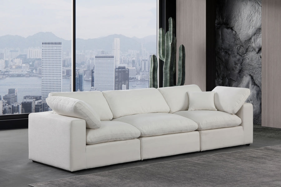 Comfy Linen Textured Fabric Sofa Cream from Meridian - Luna Furniture