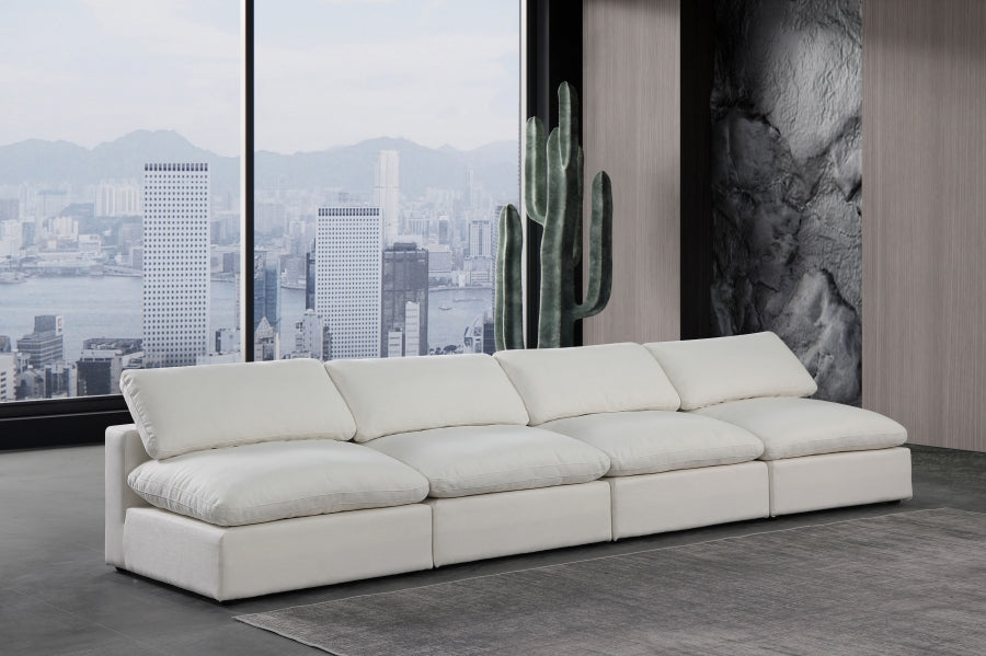 Comfy Linen Textured Fabric Sofa Cream from Meridian - Luna Furniture