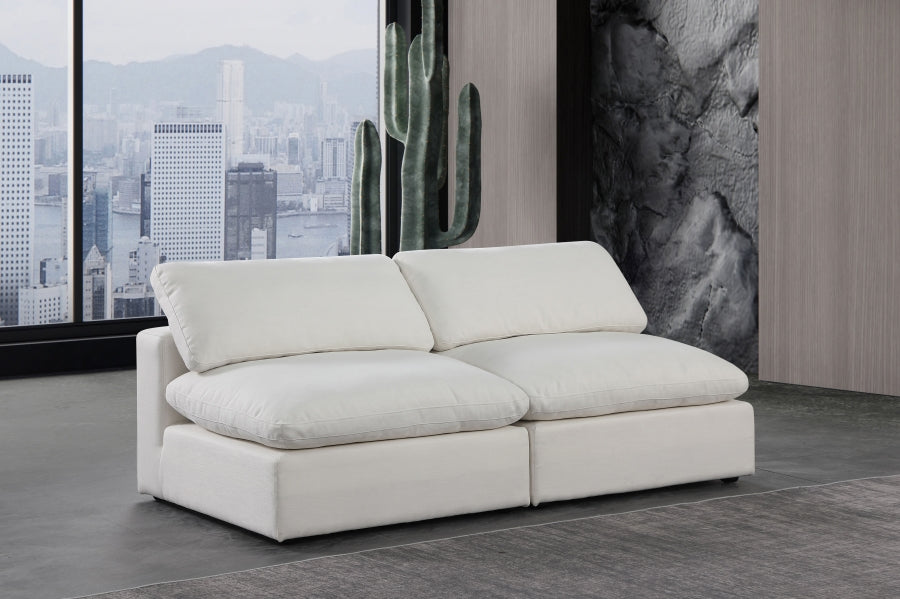 Comfy Linen Textured Fabric Sofa Cream from Meridian - Luna Furniture