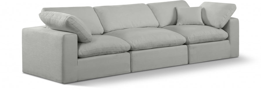 Comfy Linen Textured Fabric Sofa Grey from Meridian - Luna Furniture