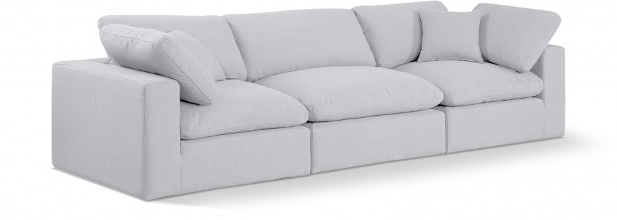 Comfy Linen Textured Fabric Sofa White from Meridian - Luna Furniture