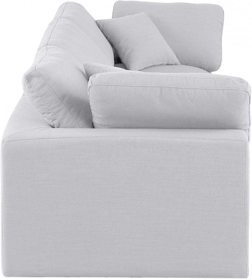 Comfy Linen Textured Fabric Sofa White from Meridian - Luna Furniture