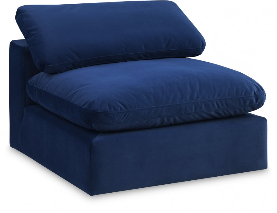 Comfy Velvet Armless Chair Blue from Meridian - Luna Furniture