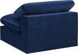 Comfy Velvet Armless Chair Blue from Meridian - Luna Furniture