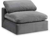 Comfy Velvet Armless Chair Grey from Meridian - Luna Furniture