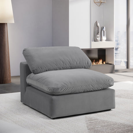 Comfy Velvet Armless Chair Grey from Meridian - Luna Furniture