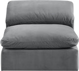 Comfy Velvet Armless Chair Grey from Meridian - Luna Furniture