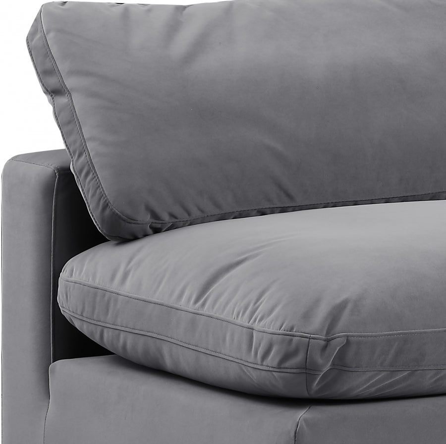 Comfy Velvet Armless Chair Grey from Meridian - Luna Furniture