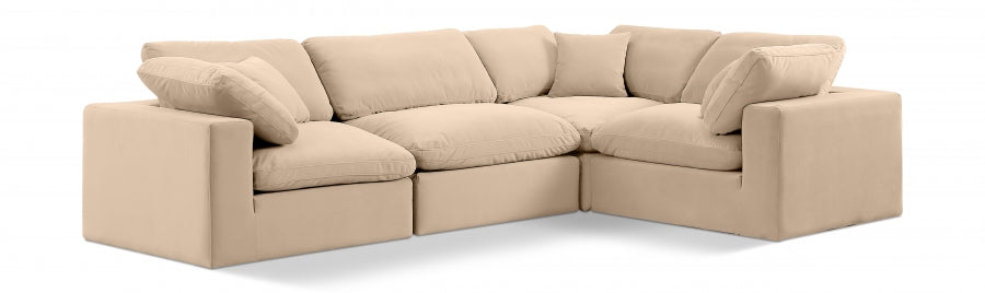 Comfy Velvet Sectional Beige from Meridian - Luna Furniture