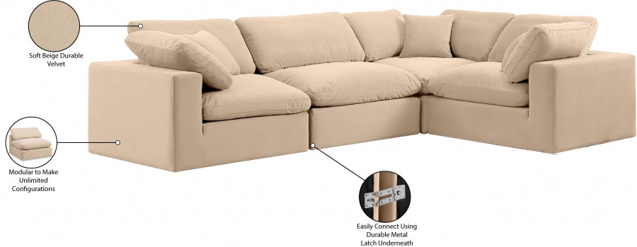 Comfy Velvet Sectional Beige from Meridian - Luna Furniture