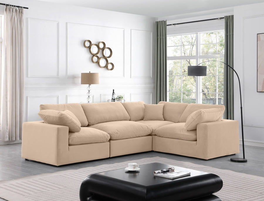 Comfy Velvet Sectional Beige from Meridian - Luna Furniture