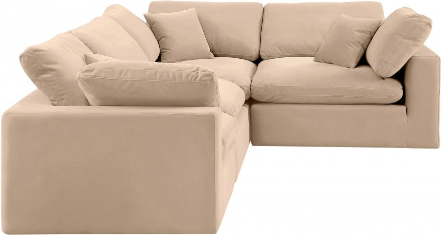 Comfy Velvet Sectional Beige from Meridian - Luna Furniture