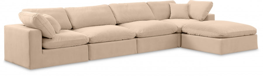 Comfy Velvet Sectional Beige from Meridian - Luna Furniture