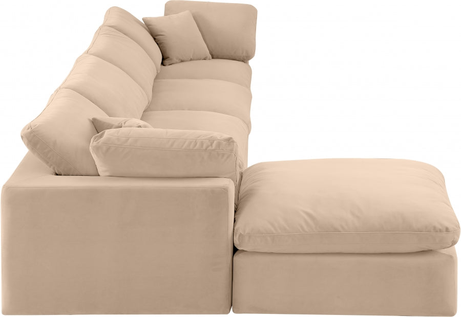 Comfy Velvet Sectional Beige from Meridian - Luna Furniture