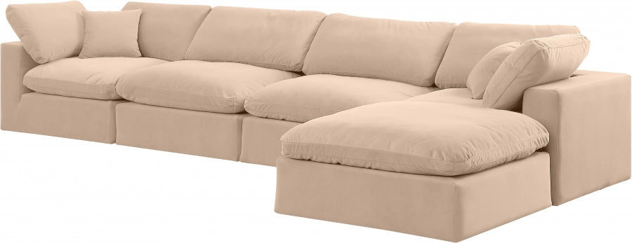 Comfy Velvet Sectional Beige from Meridian - Luna Furniture