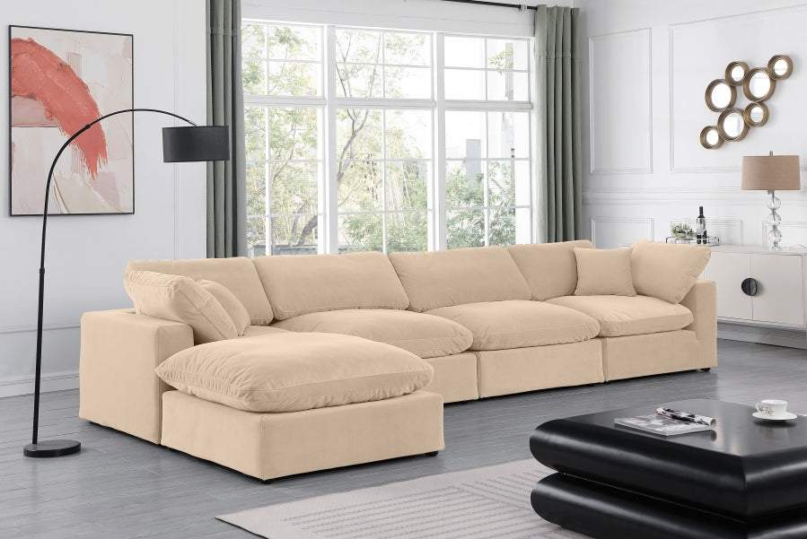 Comfy Velvet Sectional Beige from Meridian - Luna Furniture