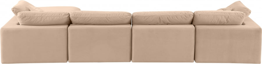 Comfy Velvet Sectional Beige from Meridian - Luna Furniture