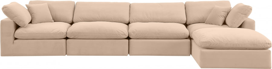 Comfy Velvet Sectional Beige from Meridian - Luna Furniture