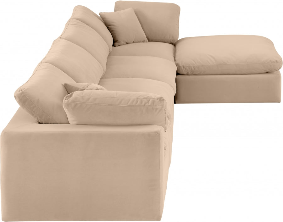 Comfy Velvet Sectional Beige from Meridian - Luna Furniture