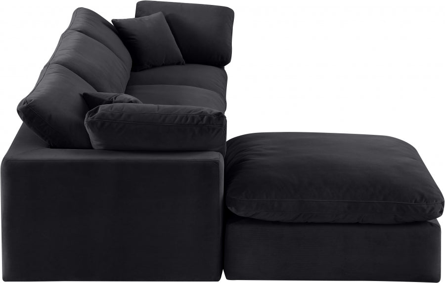 Comfy Velvet Sectional Black from Meridian - Luna Furniture