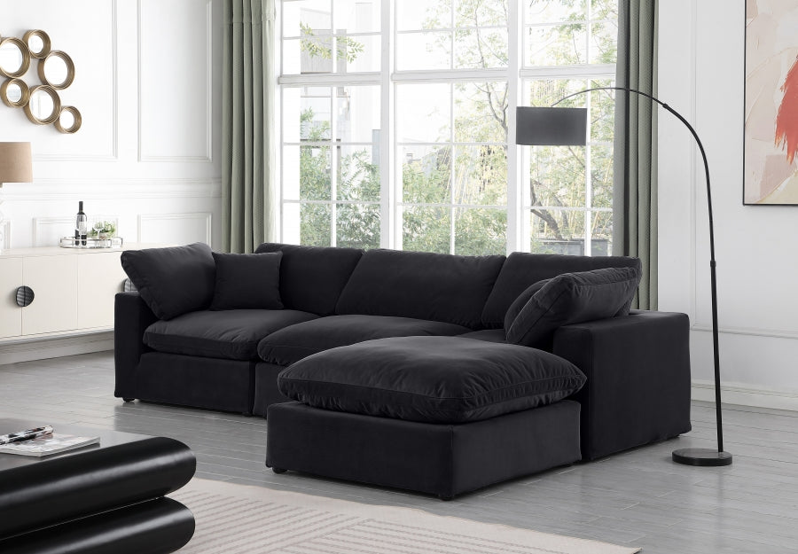 Comfy Velvet Sectional Black from Meridian - Luna Furniture