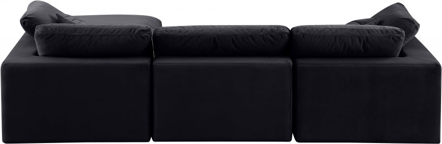 Comfy Velvet Sectional Black from Meridian - Luna Furniture