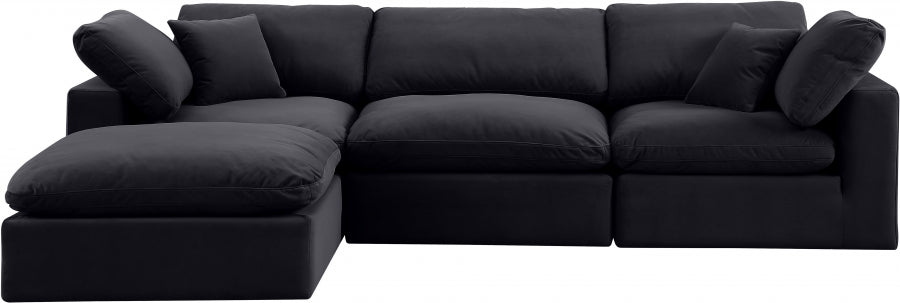 Comfy Velvet Sectional Black from Meridian - Luna Furniture