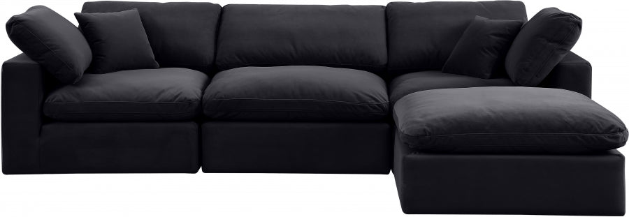 Comfy Velvet Sectional Black from Meridian - Luna Furniture