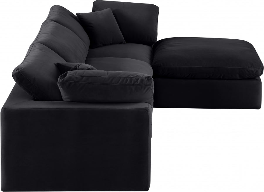 Comfy Velvet Sectional Black from Meridian - Luna Furniture