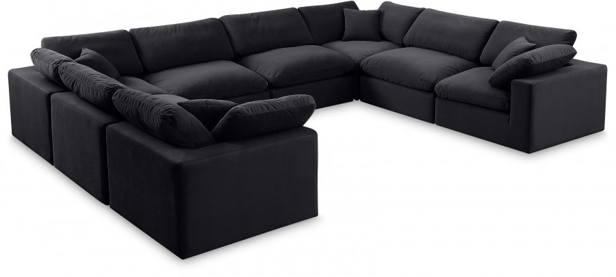 Comfy Velvet Sectional Black from Meridian - Luna Furniture