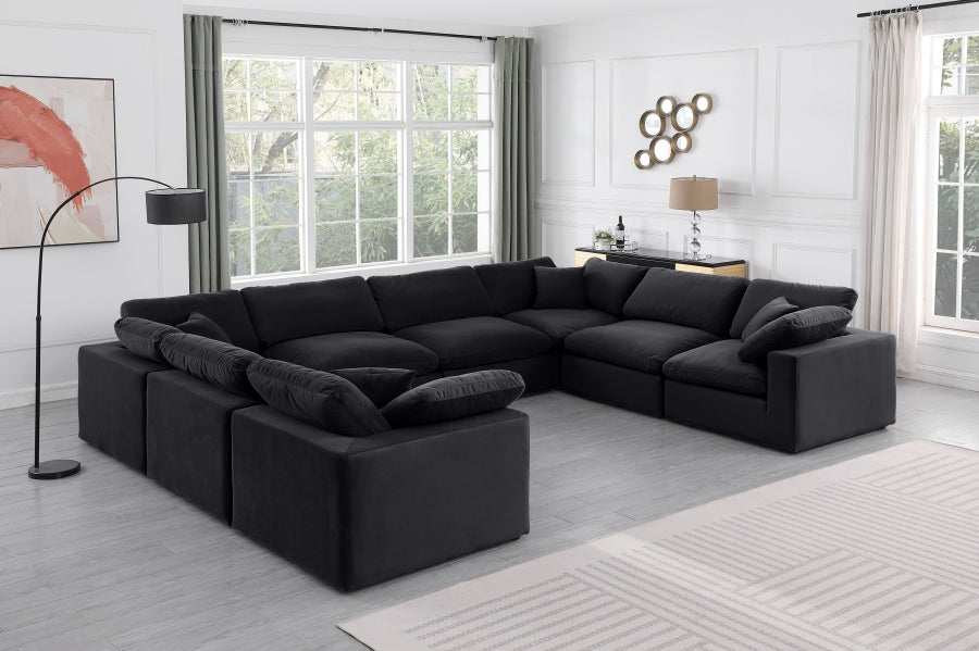 Comfy Velvet Sectional Black from Meridian - Luna Furniture