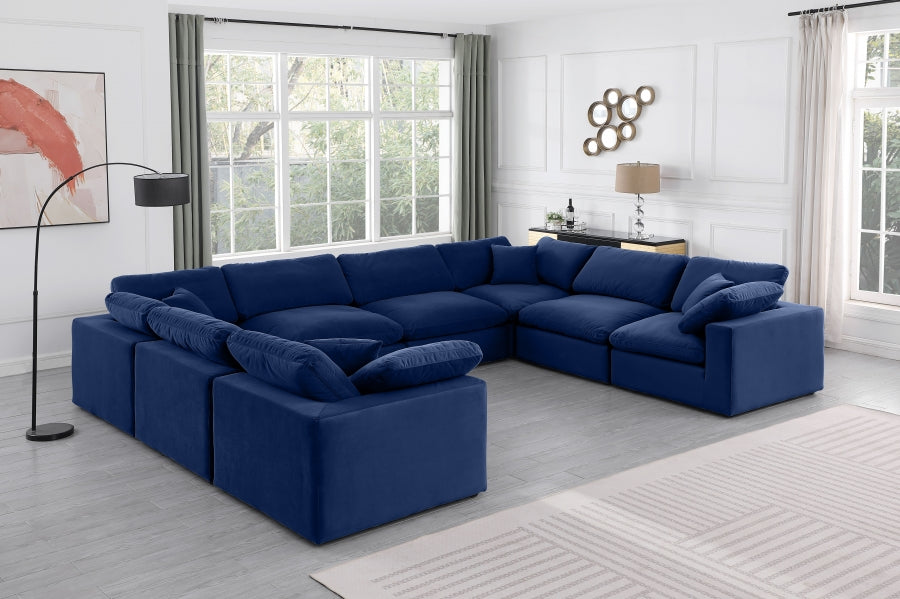 Comfy Velvet Sectional Blue from Meridian - Luna Furniture