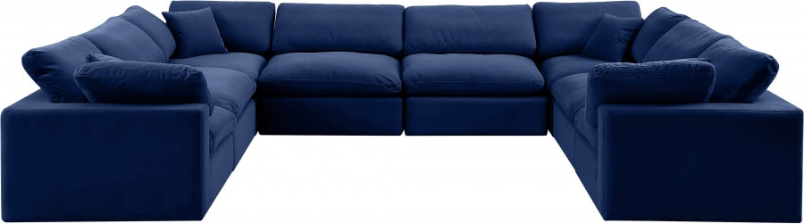 Comfy Velvet Sectional Blue from Meridian - Luna Furniture