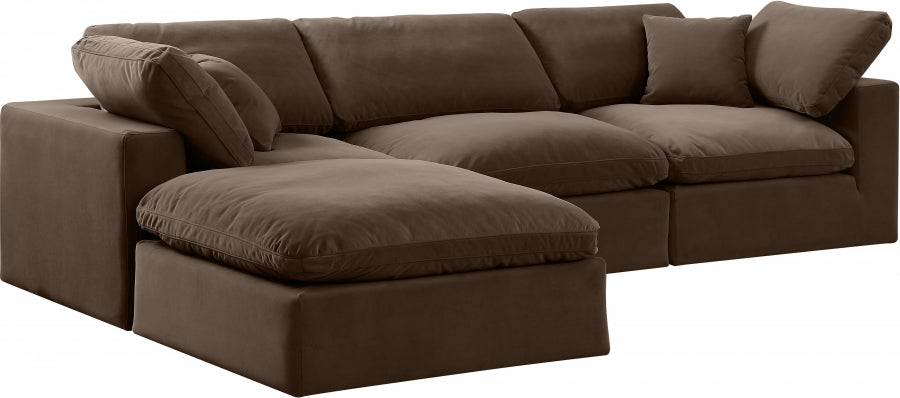 Comfy Velvet Sectional Brown from Meridian - Luna Furniture