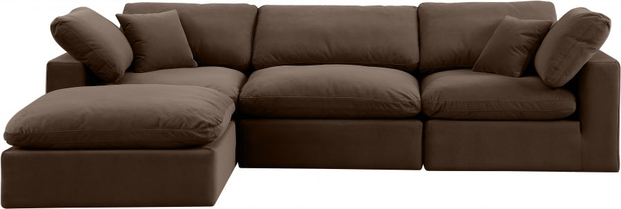 Comfy Velvet Sectional Brown from Meridian - Luna Furniture