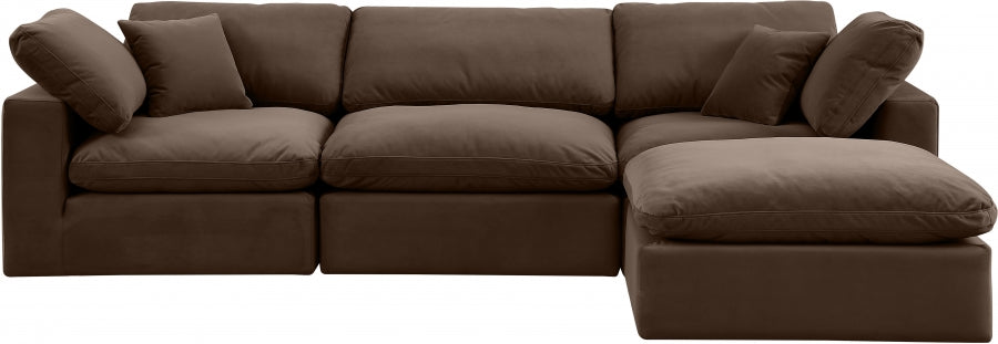 Comfy Velvet Sectional Brown from Meridian - Luna Furniture