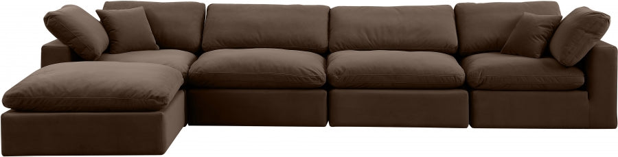 Comfy Velvet Sectional Brown from Meridian - Luna Furniture