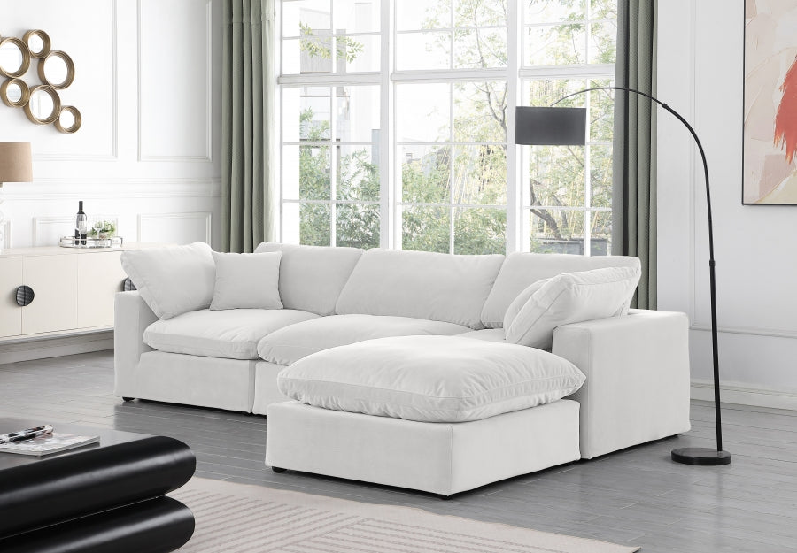 Comfy Velvet Sectional Cream from Meridian - Luna Furniture