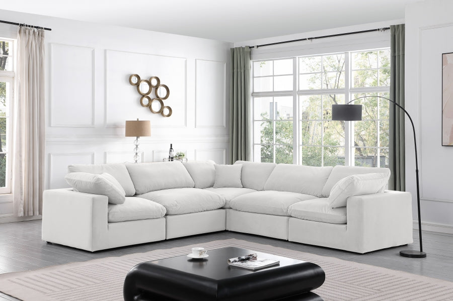 Comfy Velvet Sectional Cream from Meridian - Luna Furniture