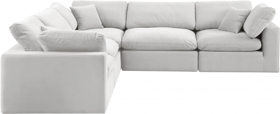 Comfy Velvet Sectional Cream from Meridian - Luna Furniture