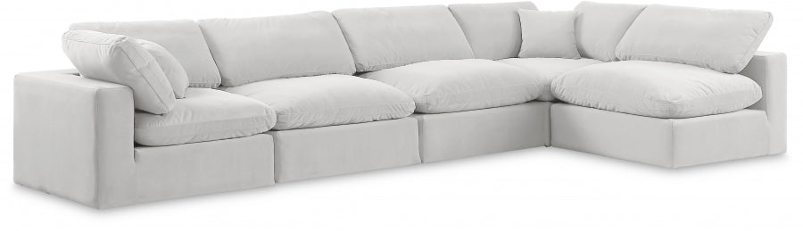 Comfy Velvet Sectional Cream from Meridian - Luna Furniture