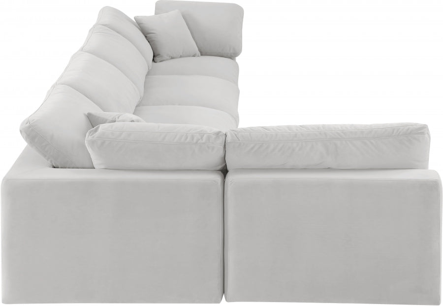 Comfy Velvet Sectional Cream from Meridian - Luna Furniture