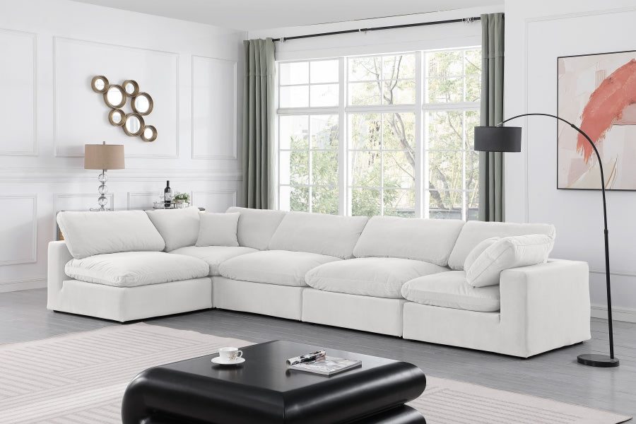 Comfy Velvet Sectional Cream from Meridian - Luna Furniture