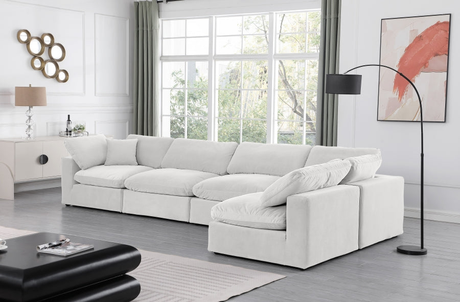 Comfy Velvet Sectional Cream from Meridian - Luna Furniture